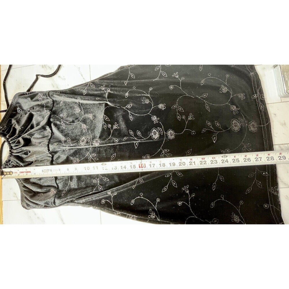 Aqua Blue Dress Y2K Womens S Babydoll Empire Sparkle Floral Black Whimsy Goth - Picture 10 of 12